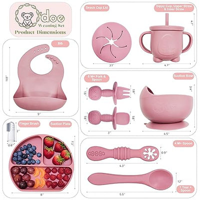 O'doe 11-Pcs Silicone Baby Feeding Set