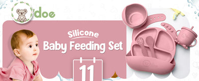 Red Silicone Baby Feeding Set