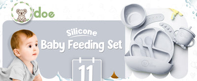 Silver Silicone Baby Feeding Set