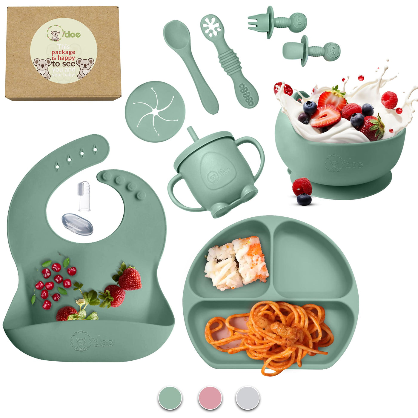 Green Baby Feeding Set