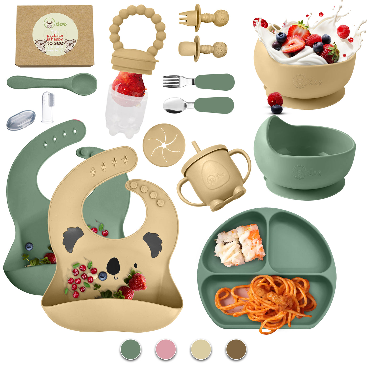 Green Baby Feeding Set